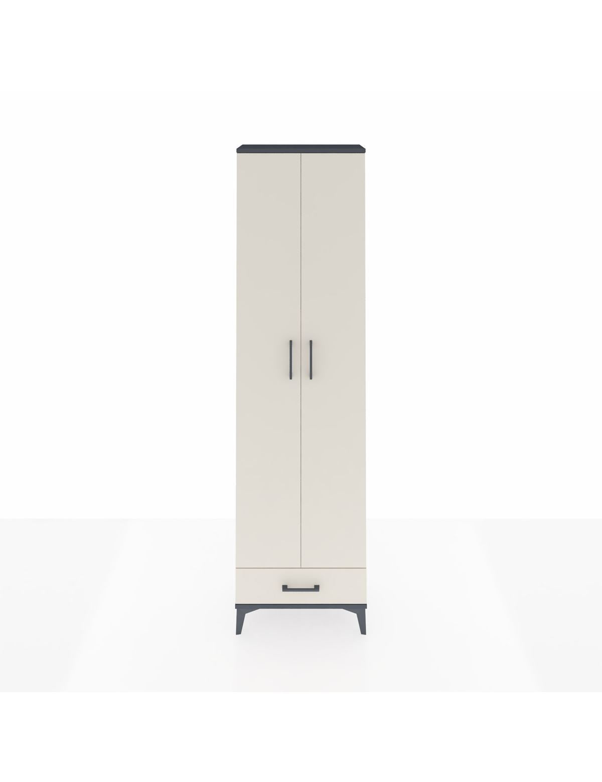 Arges Dolap 5 Raflı Tek Çekmeceli 2 Kapaklı 60x30x221 Antrasit-Aytaşı