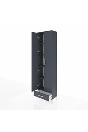 Arges Dolap 5 Raflı Tek Çekmeceli 2 Kapaklı 60x30x221 Antrasit-Antrasit