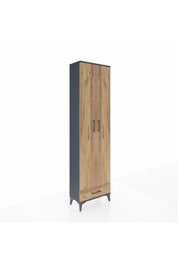 Arges Dolap 5 Raflı Tek Çekmeceli 2 Kapaklı 60x30x221 Antrasit-Çam