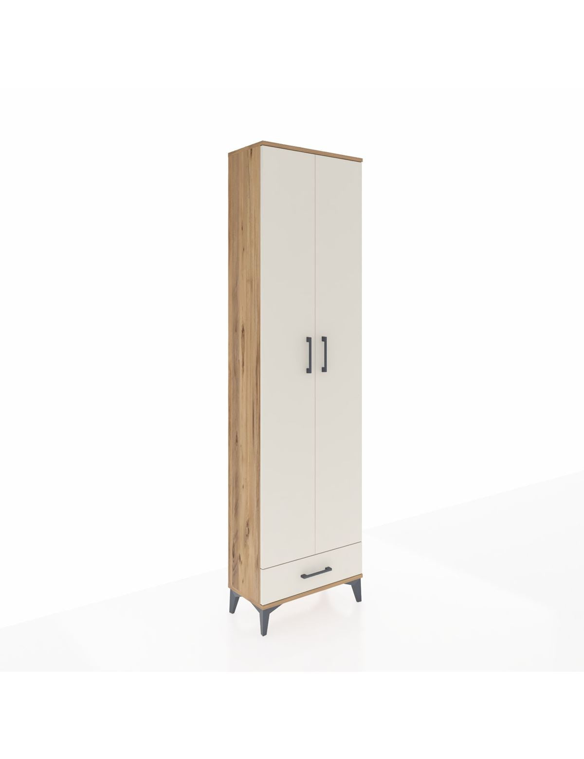 Arges Dolap 5 Raflı Tek Çekmeceli 2 Kapaklı 60x30x221 Çam-Aytaşı