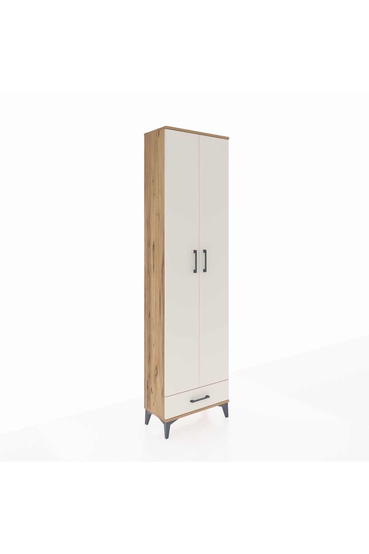 Arges Dolap 5 Raflı Tek Çekmeceli 2 Kapaklı 60x30x221 Çam-Aytaşı