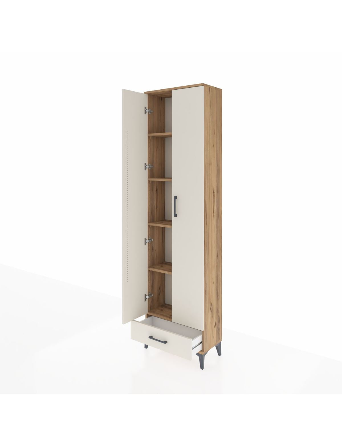 Arges Dolap 5 Raflı Tek Çekmeceli 2 Kapaklı 60x30x221 - S29M005V7A