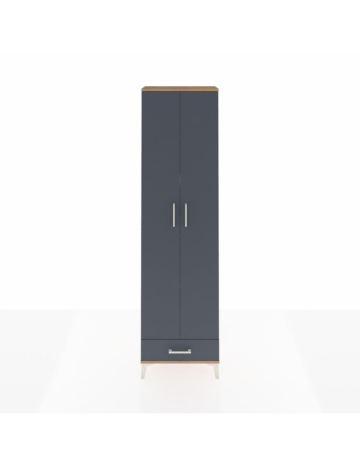 Arges Dolap 5 Raflı Tek Çekmeceli 2 Kapaklı 60x30x221 Çam-Antrasit