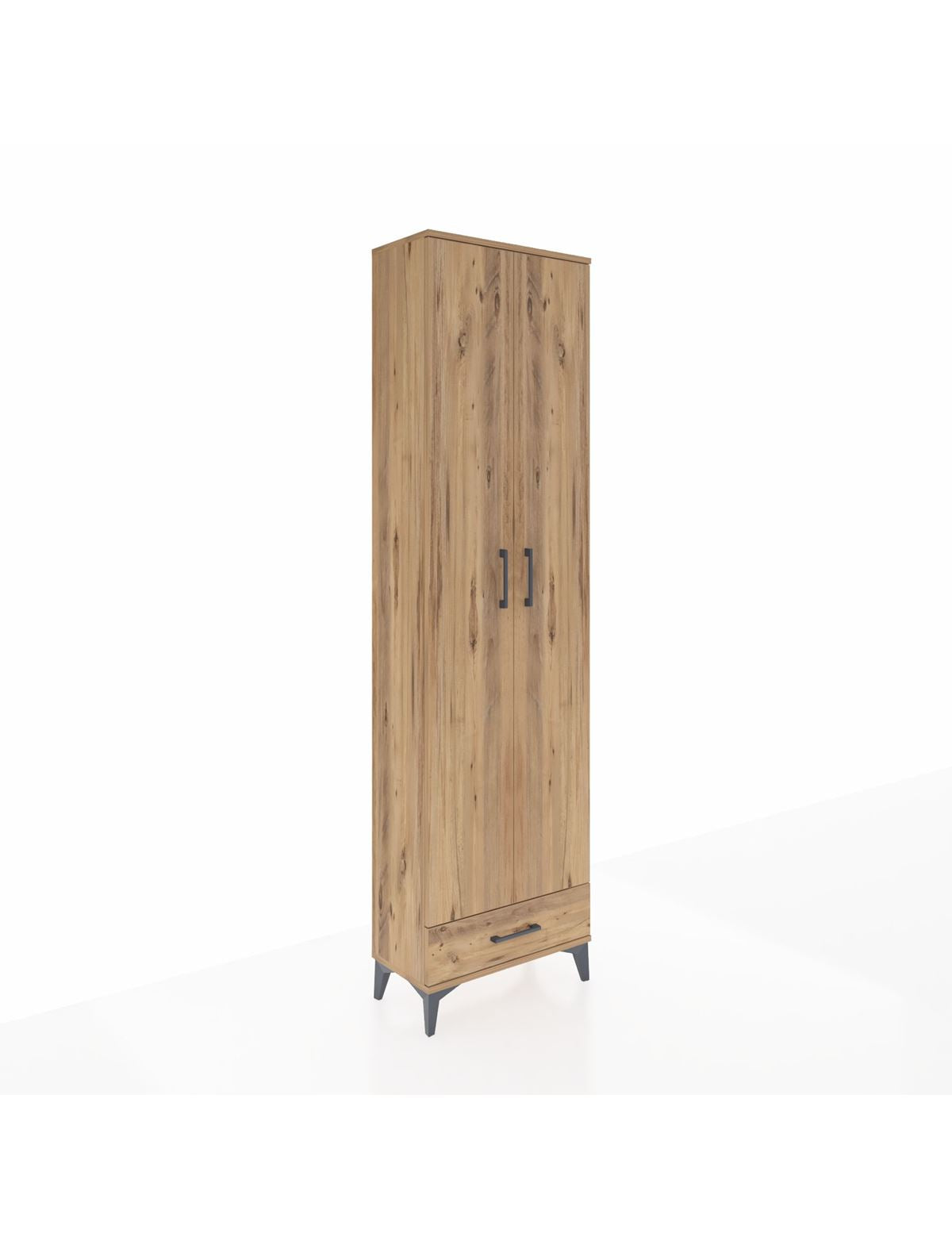 Arges Dolap 5 Raflı Tek Çekmeceli 2 Kapaklı 60x30x221 Çam-Çam