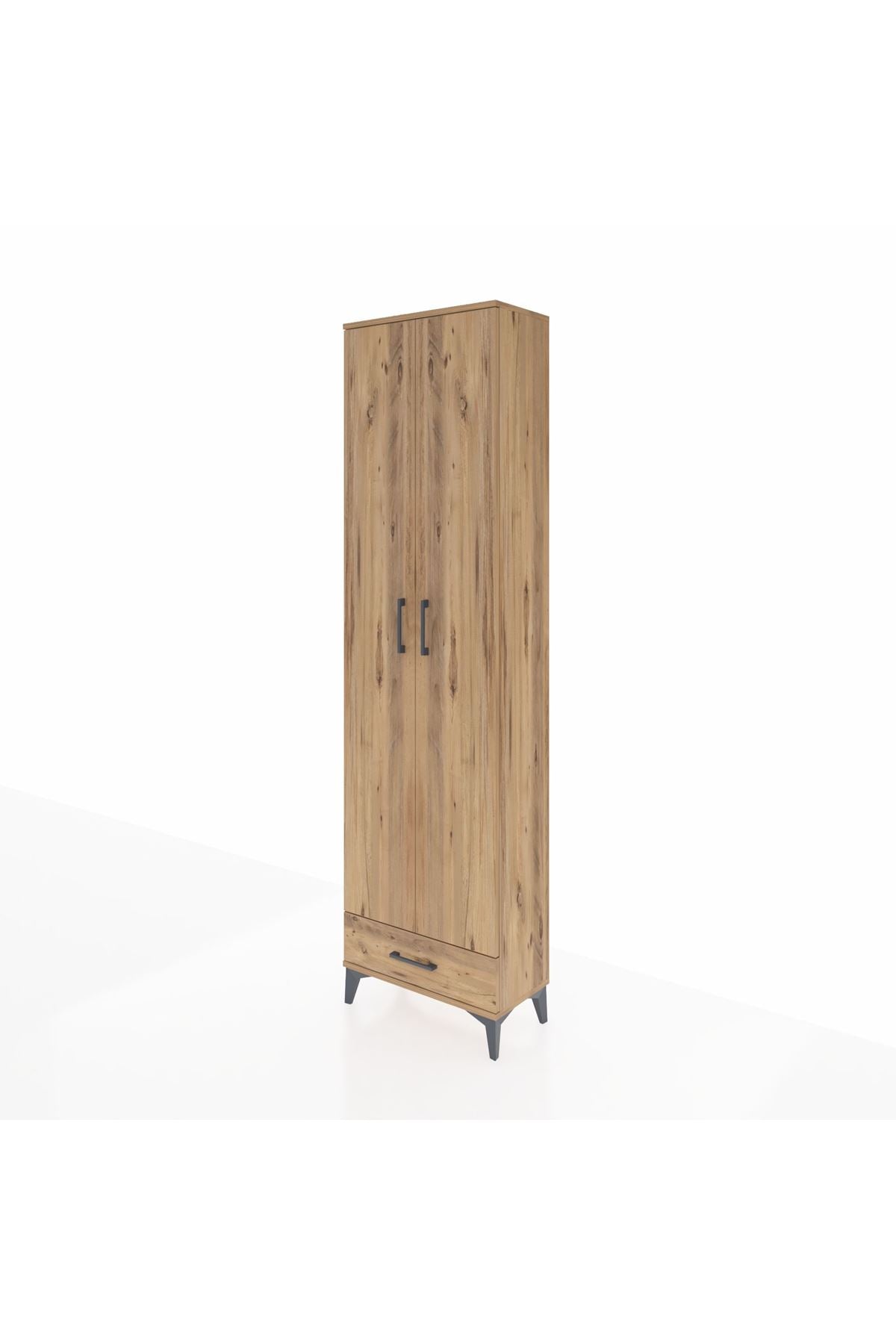 Arges Dolap 5 Raflı Tek Çekmeceli 2 Kapaklı 60x30x221 Çam-Çam