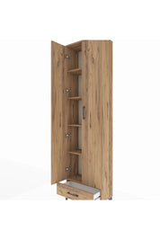 Arges Dolap 5 Raflı Tek Çekmeceli 2 Kapaklı 60x30x221 Çam-Çam