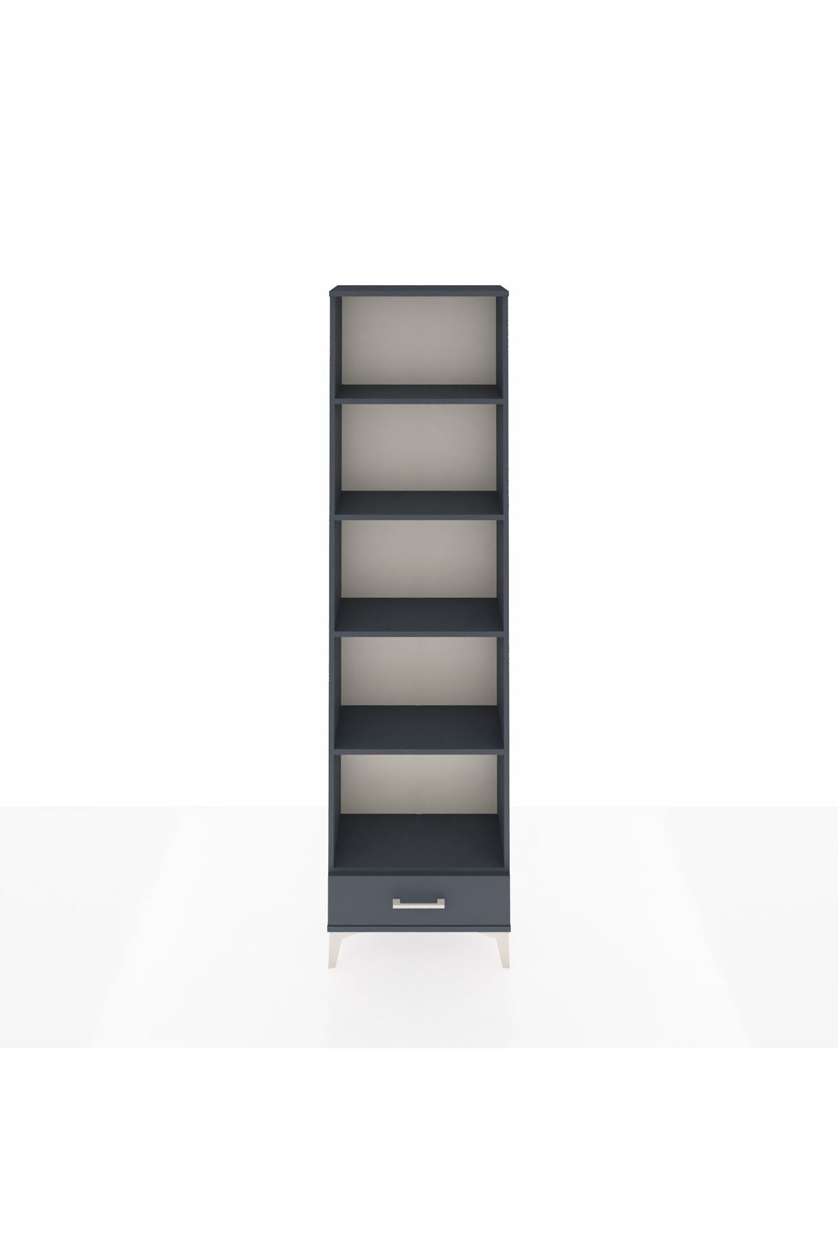 Arges Dolap 5 Raflı Tek Çekmeceli 60x30x221 Antrasit-Antrasit