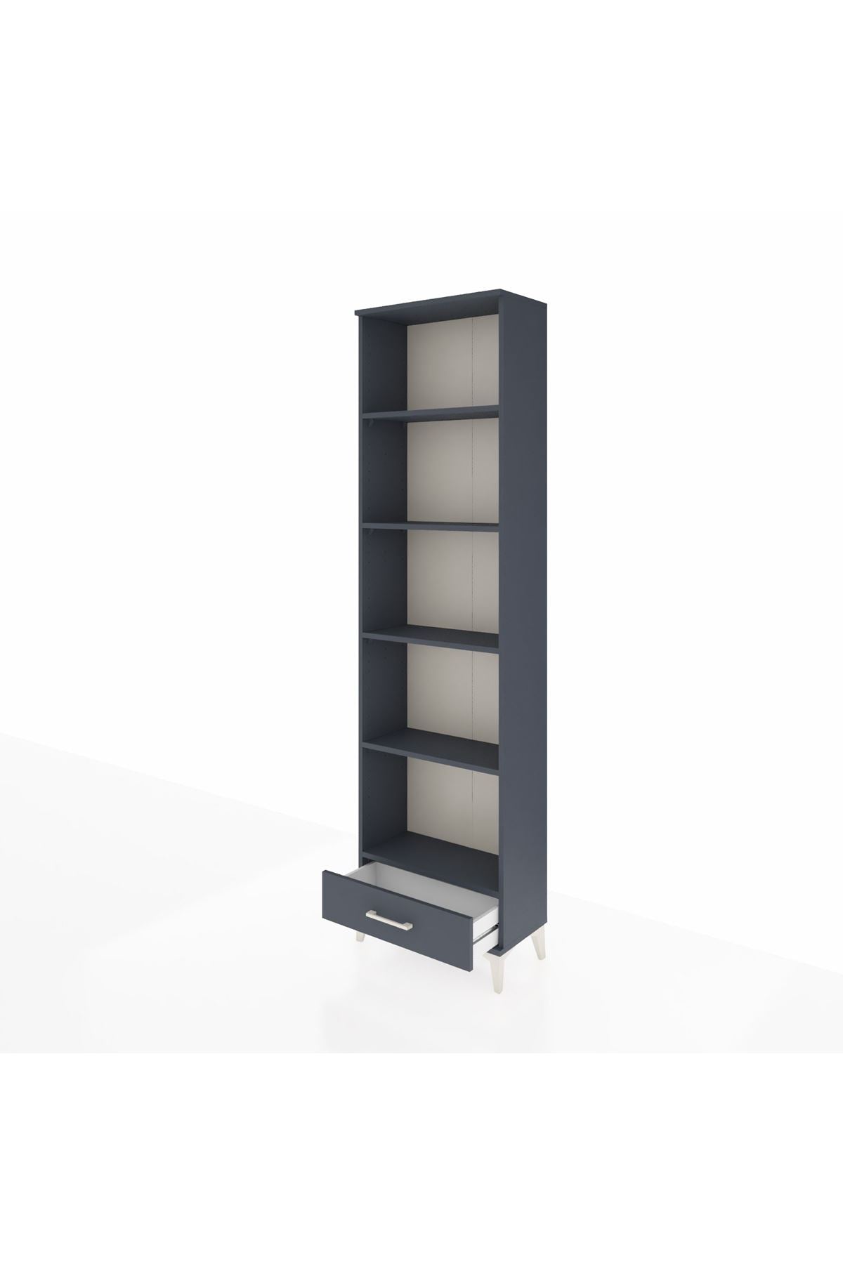 Arges Dolap 5 Raflı Tek Çekmeceli 60x30x221 Antrasit-Antrasit