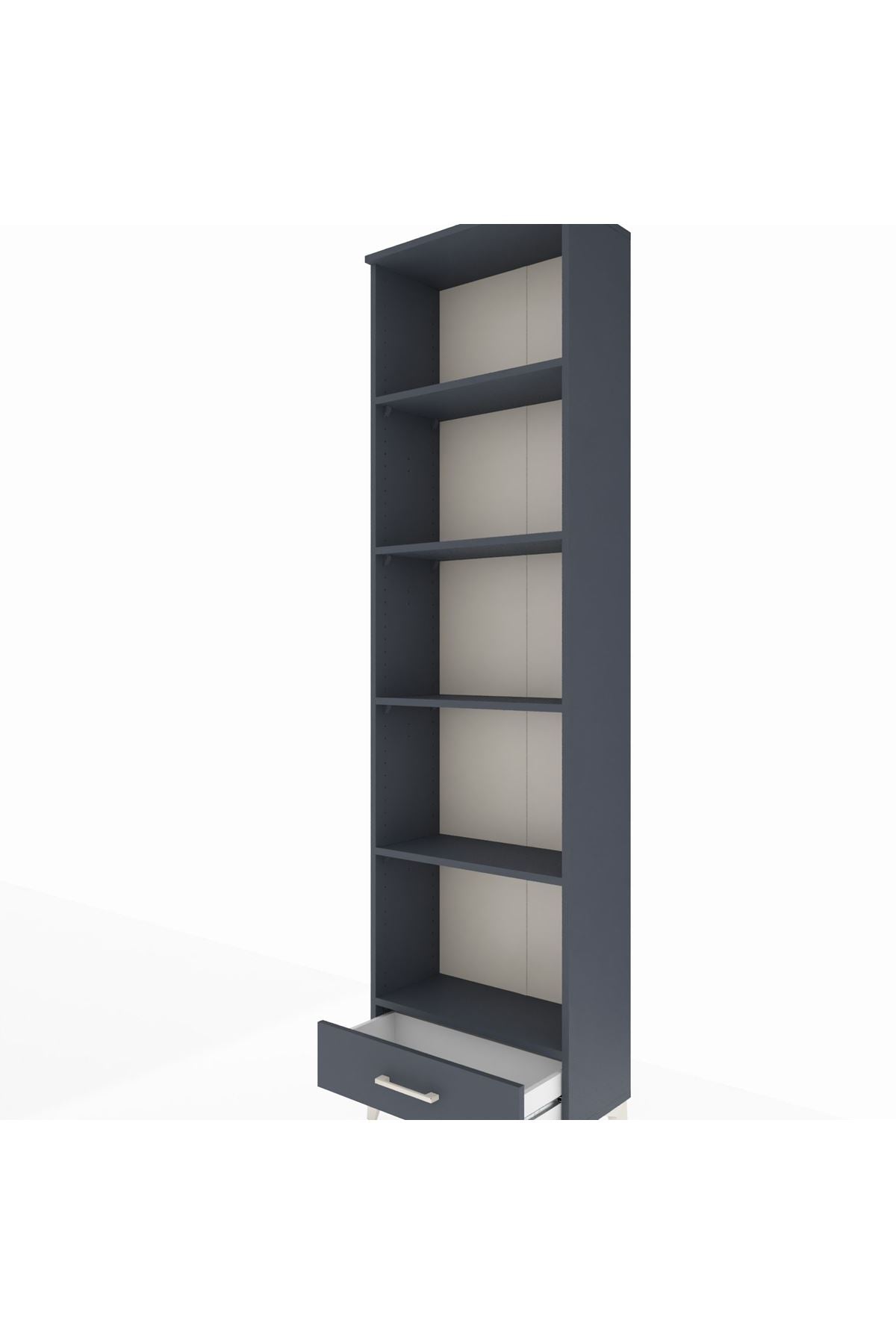 Arges Dolap 5 Raflı Tek Çekmeceli 60x30x221 Antrasit-Antrasit