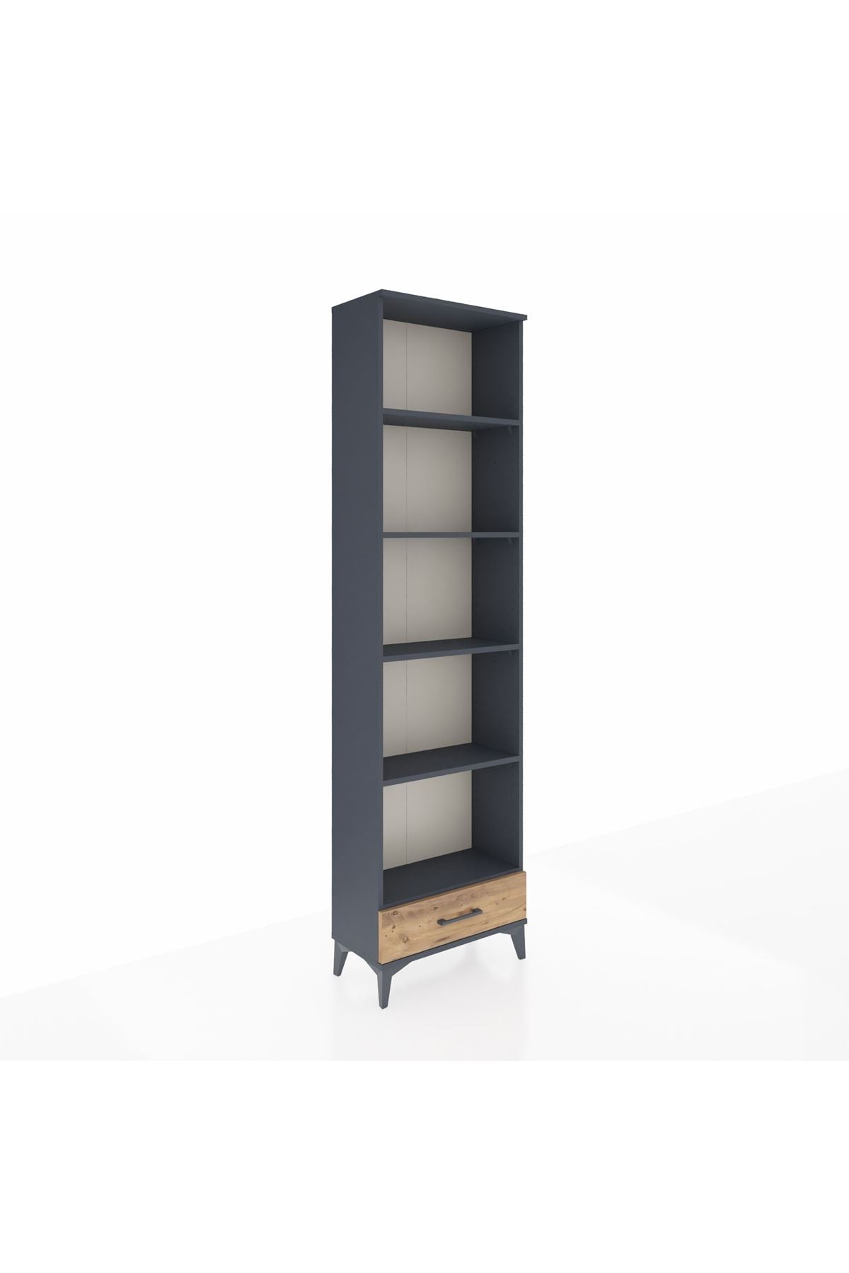 Arges Dolap 5 Raflı Tek Çekmeceli 60x30x221 Antrasit-Çam