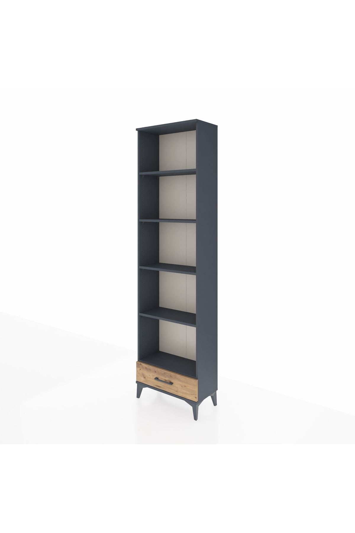 Arges Dolap 5 Raflı Tek Çekmeceli 60x30x221 Antrasit-Çam