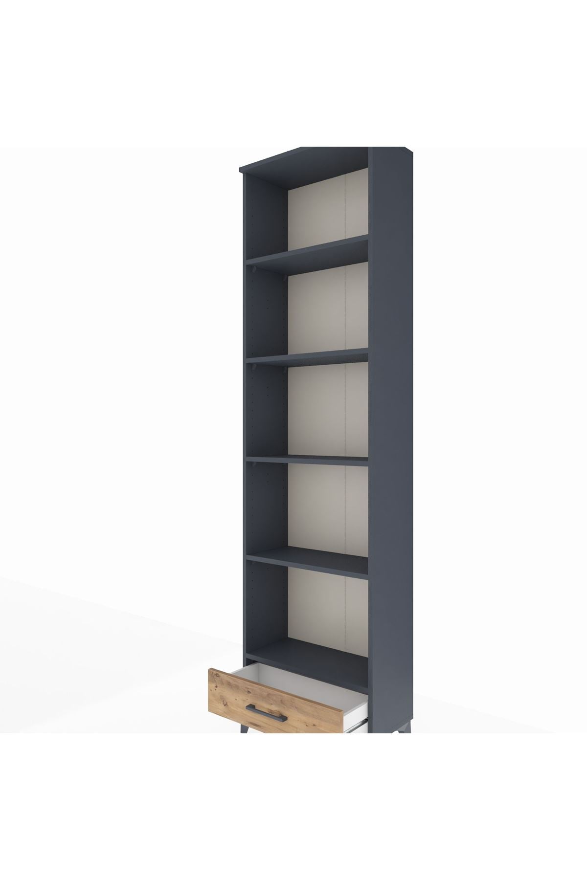 Arges Dolap 5 Raflı Tek Çekmeceli 60x30x221 Antrasit-Çam