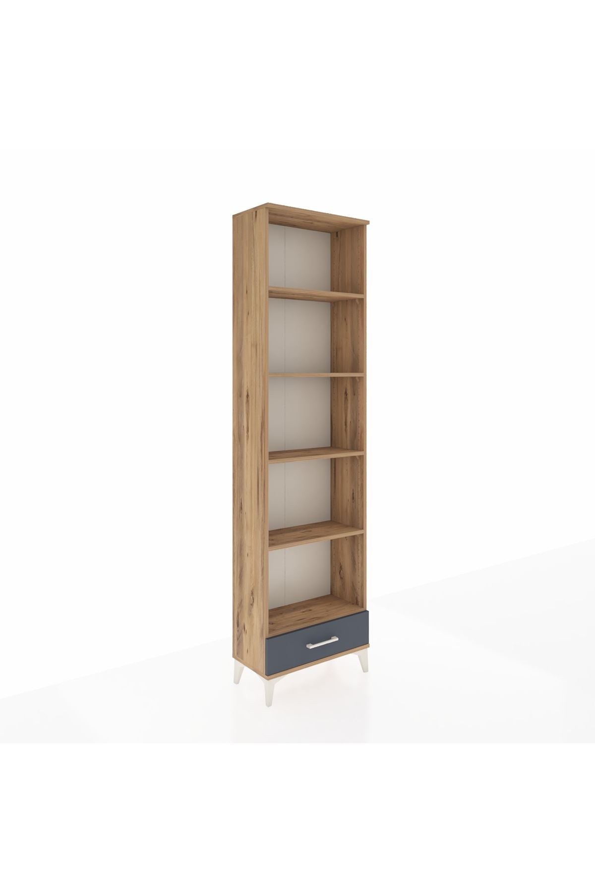 Arges Dolap 5 Raflı Tek Çekmeceli 60x30x221 Çam-Antrasit