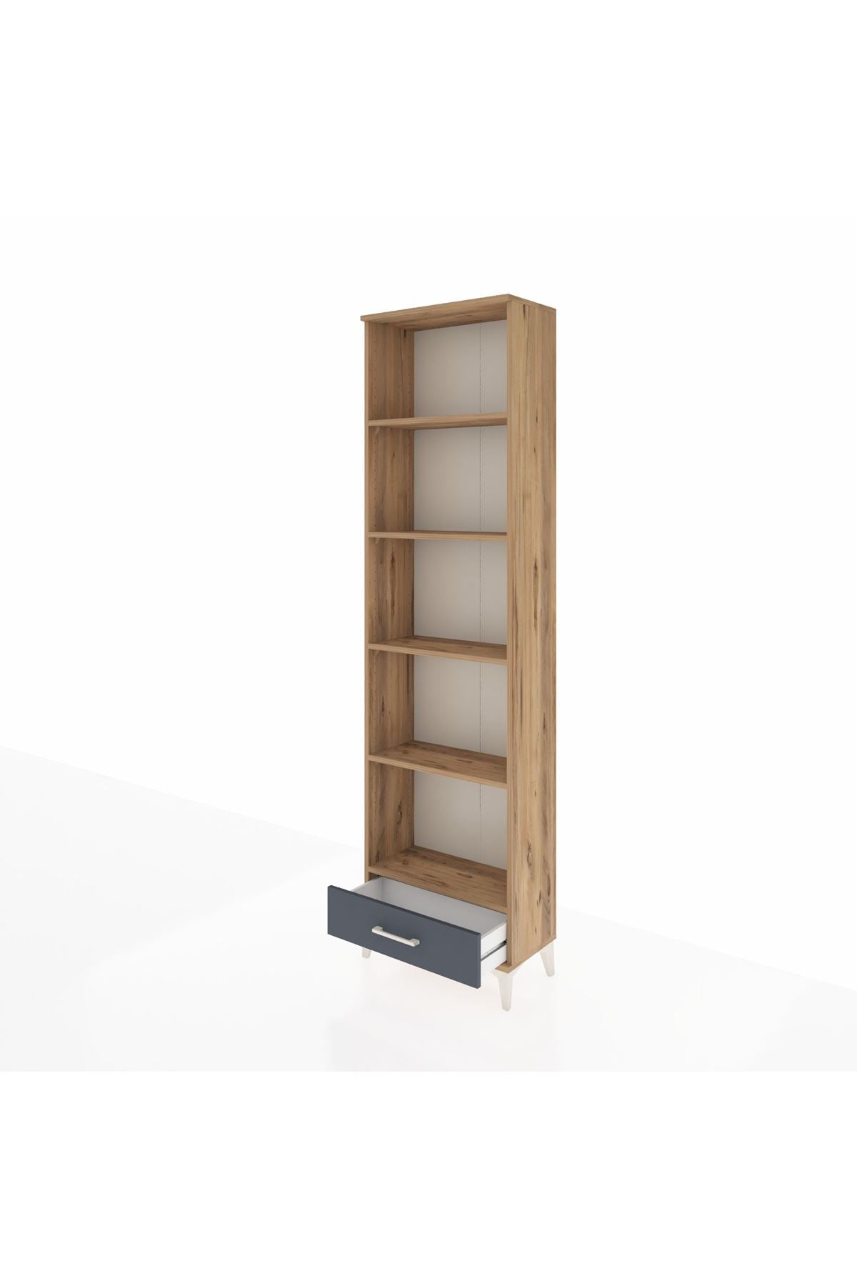 Arges Dolap 5 Raflı Tek Çekmeceli 60x30x221 Çam-Antrasit