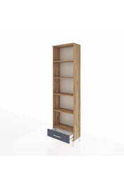 Arges Dolap 5 Raflı Tek Çekmeceli 60x30x221 Çam-Antrasit