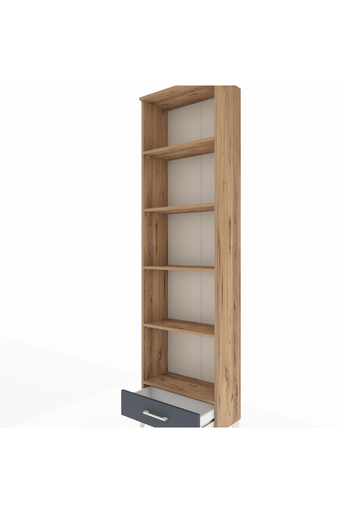 Arges Dolap 5 Raflı Tek Çekmeceli 60x30x221 Çam-Antrasit