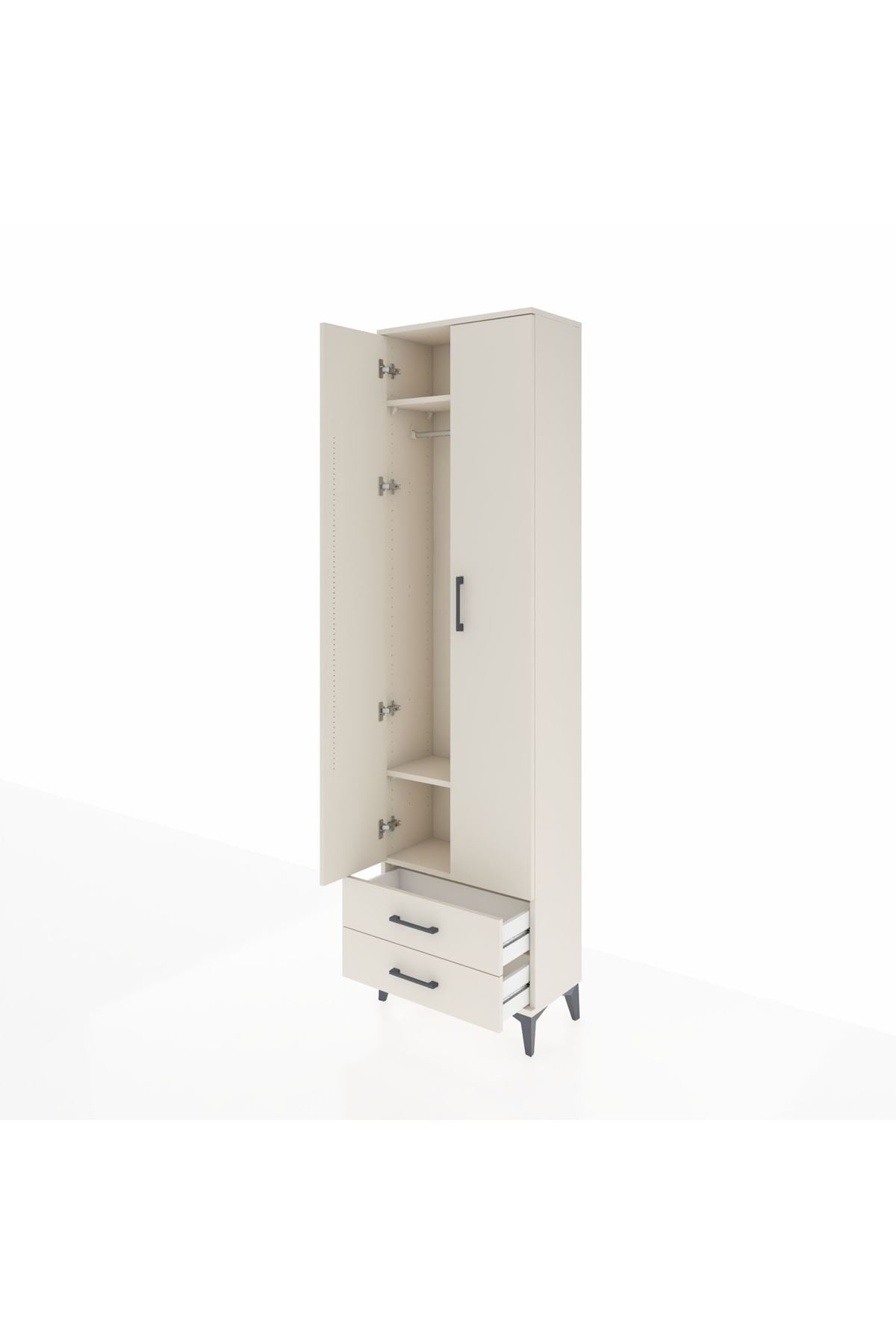 Arges Dolap 3 Raflı 2 Çekmeceli Tek Askılı 60x30x221 Aytaşı-Aytaşı