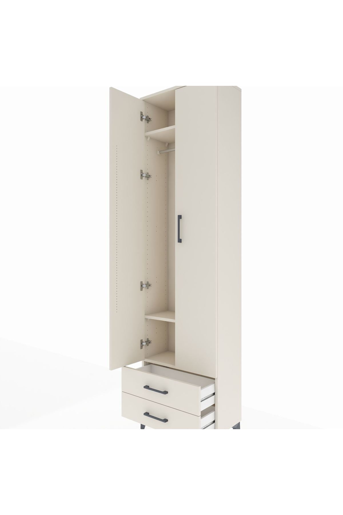 Arges Dolap 3 Raflı 2 Çekmeceli Tek Askılı 60x30x221 Aytaşı-Aytaşı