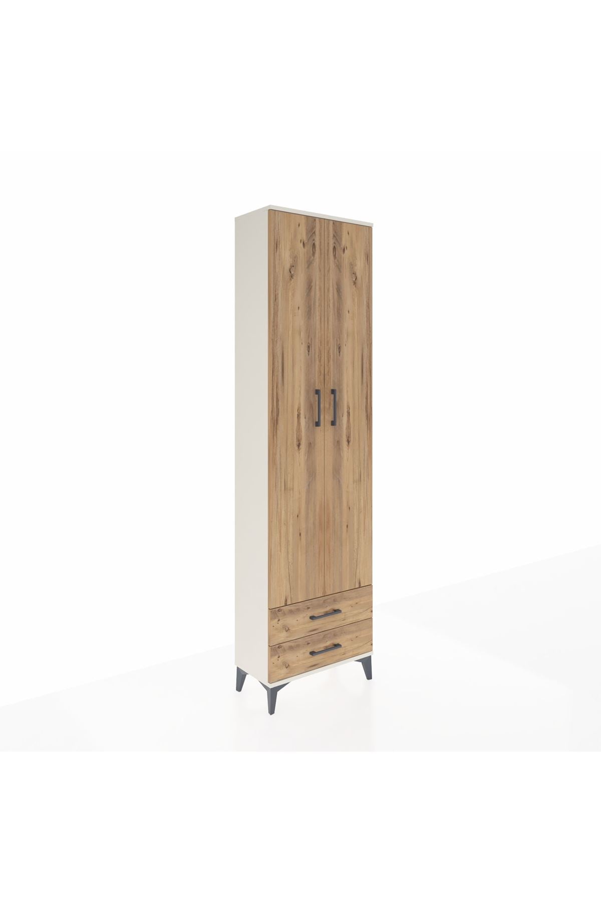 Arges Dolap 3 Raflı 2 Çekmeceli Tek Askılı 60x30x221 Aytaşı-Çam