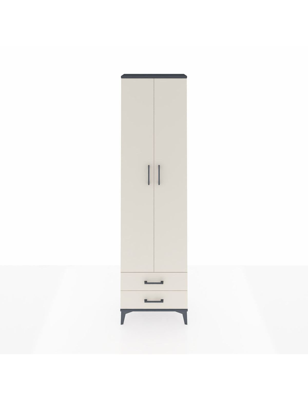 Arges Dolap 3 Raflı 2 Çekmeceli Tek Askılı 60x30x221 Antrasit-Aytaşı