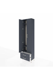 Arges Dolap 3 Raflı 2 Çekmeceli Tek Askılı 60x30x221 Antrasit-Antrasit