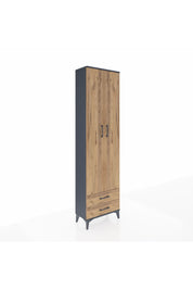 Arges Dolap 3 Raflı 2 Çekmeceli Tek Askılı 60x30x221 Antrasit-Çam