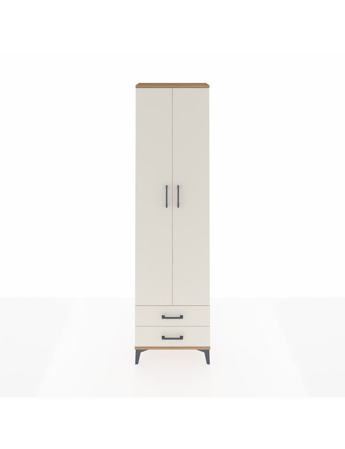 Arges Dolap 3 Raflı 2 Çekmeceli Tek Askılı 60x30x221 Çam-Aytaşı