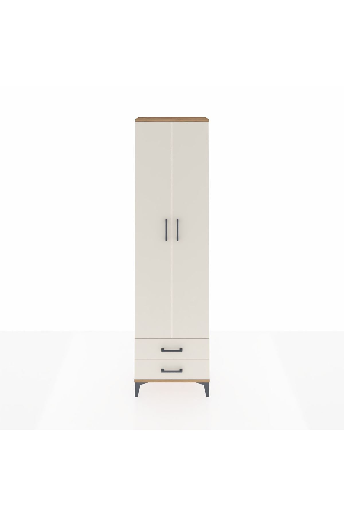 Arges Dolap 3 Raflı 2 Çekmeceli Tek Askılı 60x30x221 Çam-Aytaşı