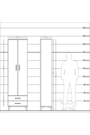 Arges Dolap 3 Raflı 2 Çekmeceli Tek Askılı 60x30x221 - S29M007V7A