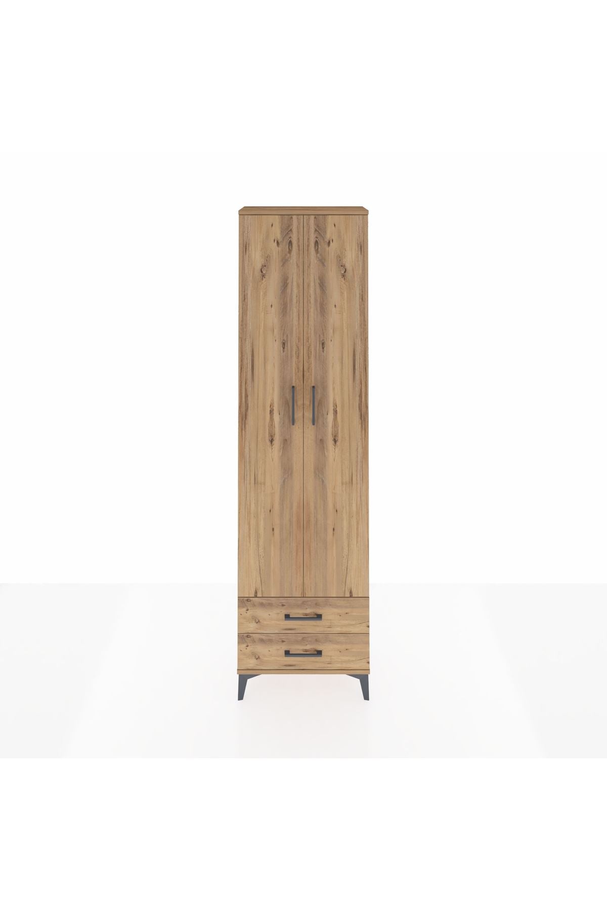 Arges Dolap 3 Raflı 2 Çekmeceli Tek Askılı 60x30x221 Çam-Çam