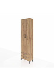 Arges Dolap 3 Raflı 2 Çekmeceli Tek Askılı 60x30x221 Çam-Çam