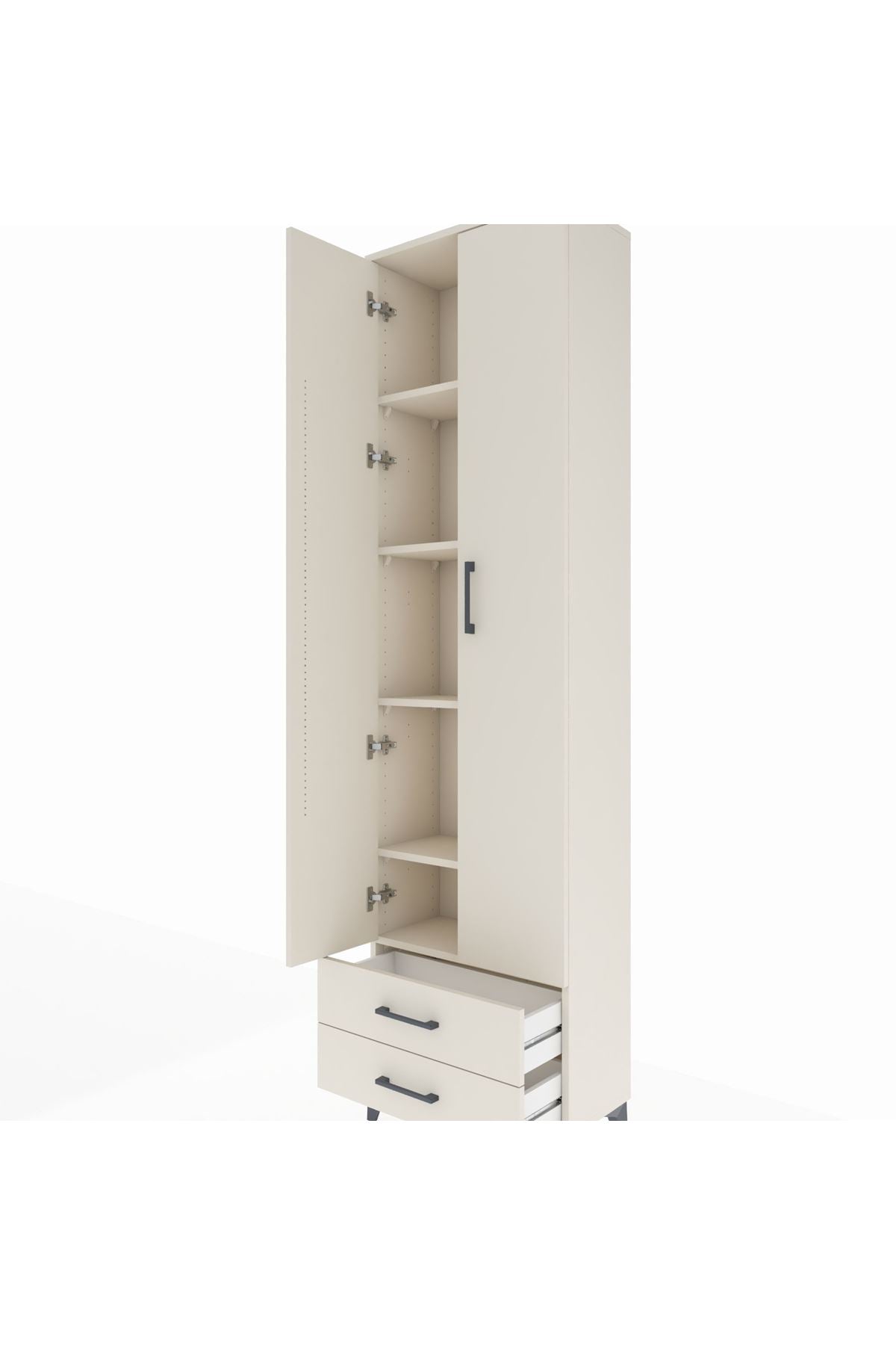 Arges Dolap 5 Raflı 2 Çekmeceli 2 Kapaklı 60x30x221 Aytaşı-Aytaşı