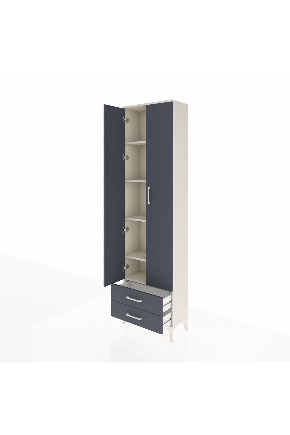 Arges Dolap 5 Raflı 2 Çekmeceli 2 Kapaklı 60x30x221 Aytaşı-Antrasit