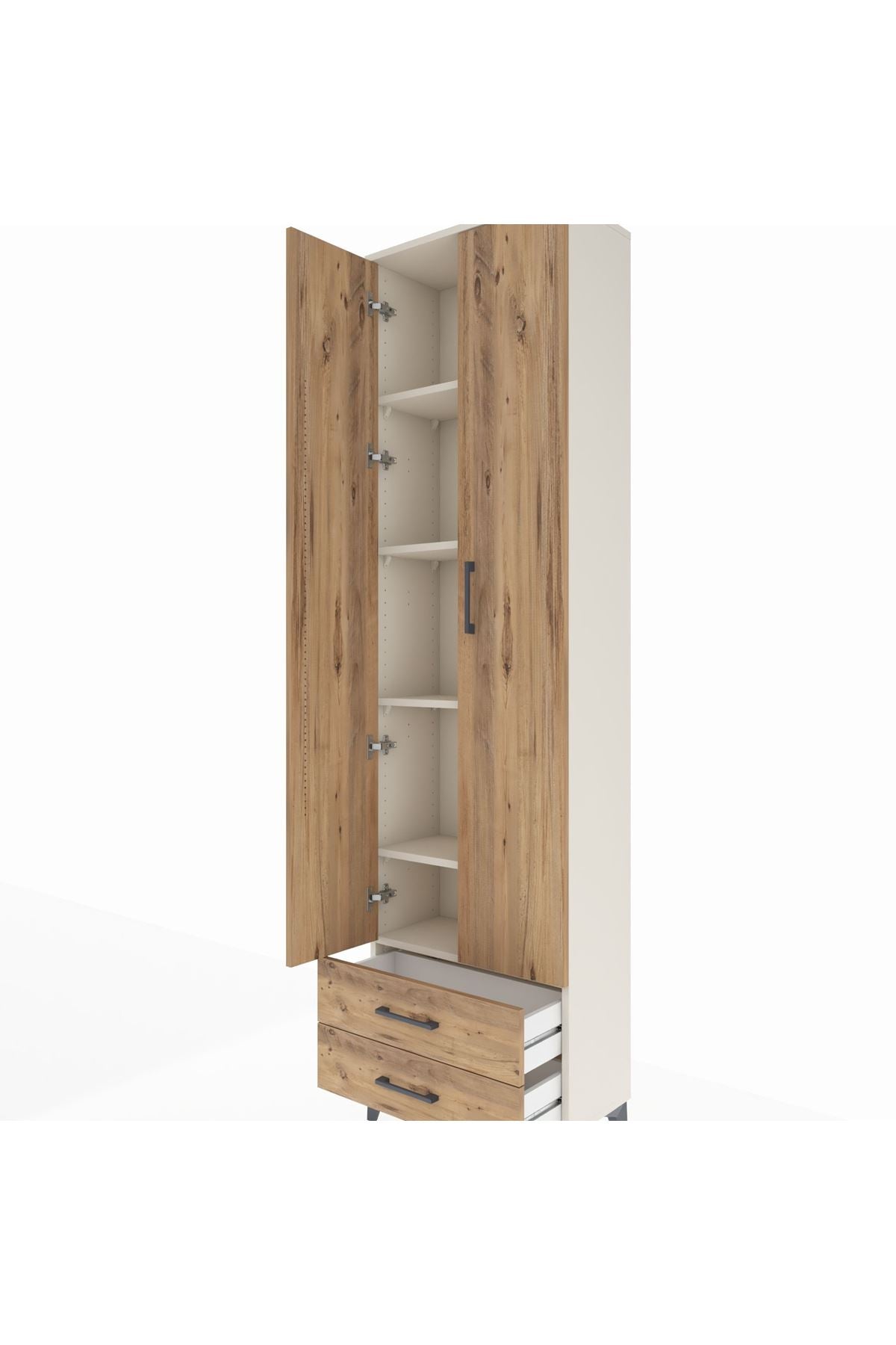 Arges Dolap 5 Raflı 2 Çekmeceli 2 Kapaklı 60x30x221 Aytaşı-Çam