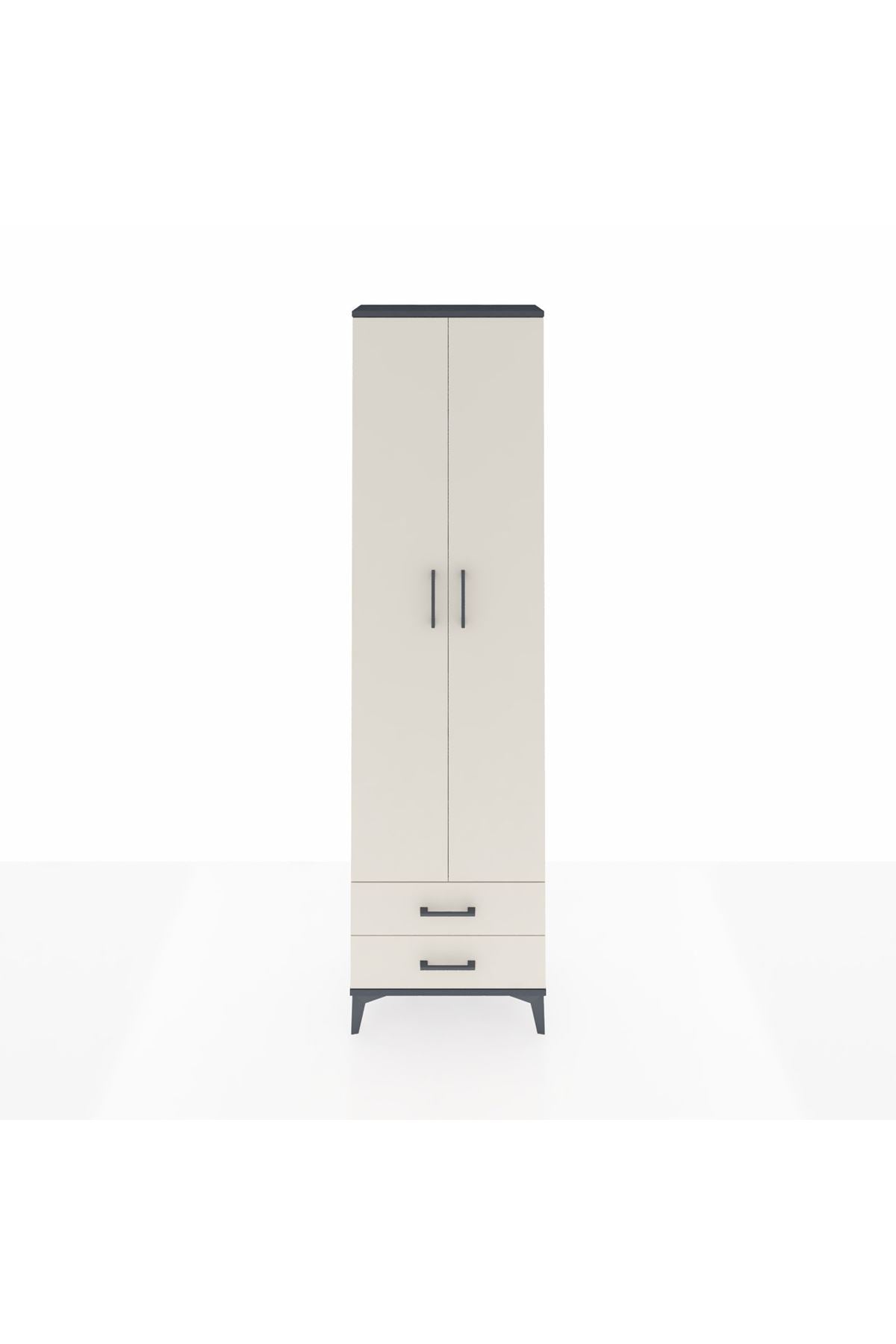 Arges Dolap 5 Raflı 2 Çekmeceli 2 Kapaklı 60x30x221 Antrasit-Aytaşı