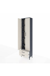 Arges Dolap 5 Raflı 2 Çekmeceli 2 Kapaklı 60x30x221 Antrasit-Aytaşı