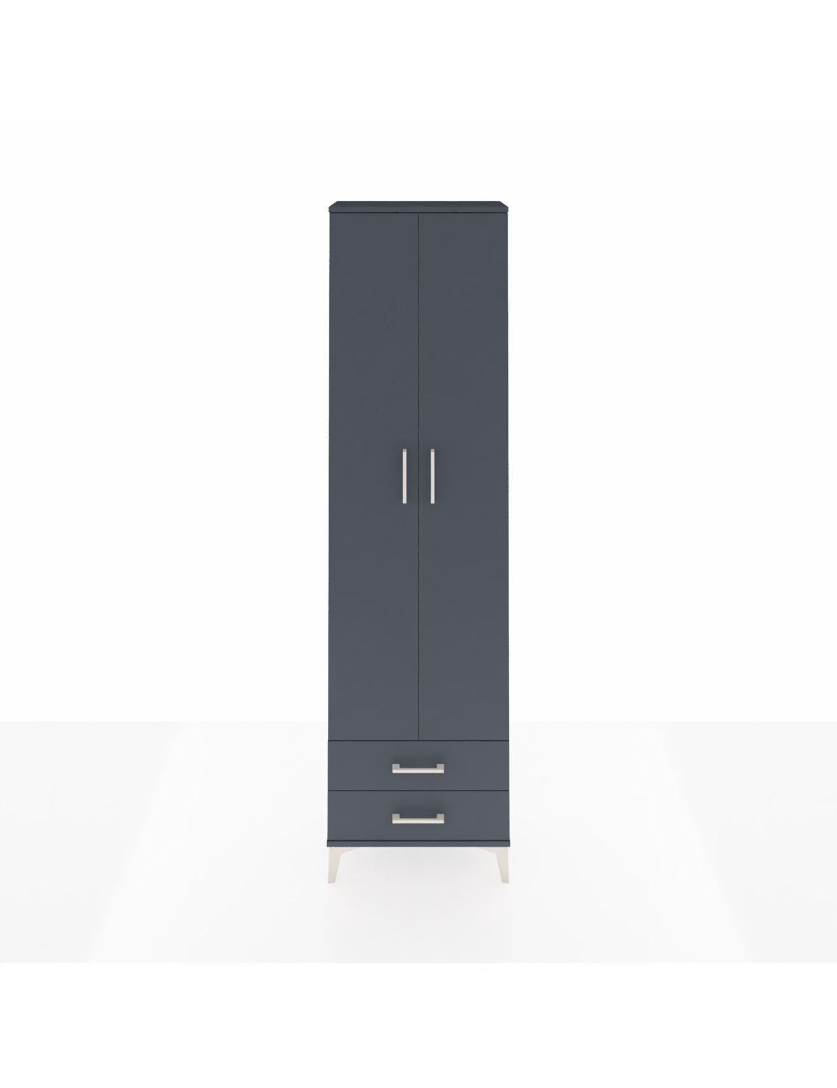 Arges Dolap 5 Raflı 2 Çekmeceli 2 Kapaklı 60x30x221 Antrasit-Antrasit