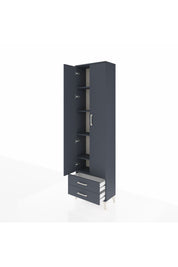 Arges Dolap 5 Raflı 2 Çekmeceli 2 Kapaklı 60x30x221 Antrasit-Antrasit