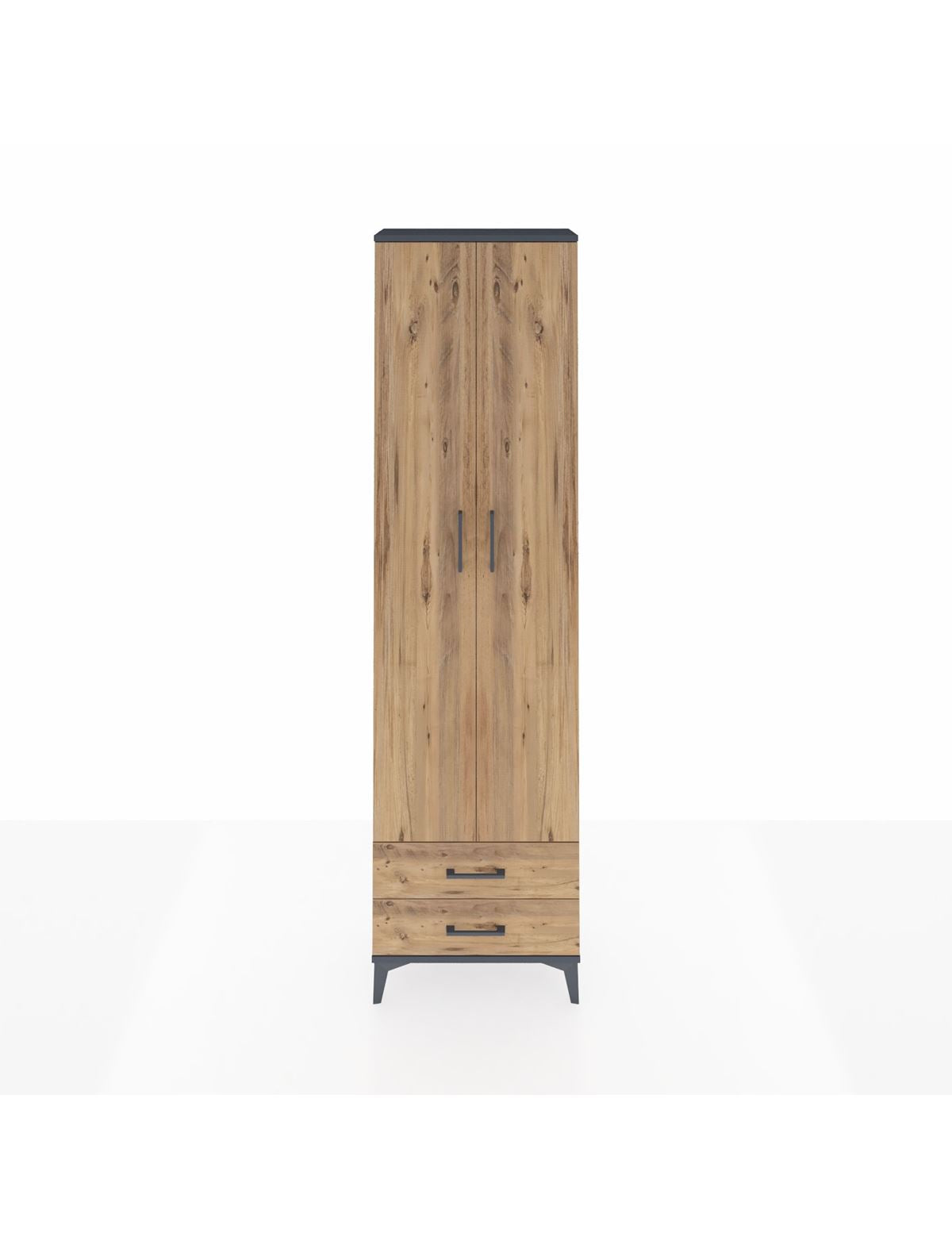 Arges Dolap 5 Raflı 2 Çekmeceli 2 Kapaklı 60x30x221 Antrasit-Çam