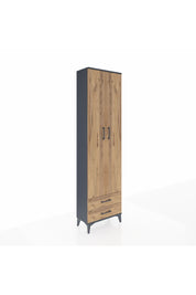 Arges Dolap 5 Raflı 2 Çekmeceli 2 Kapaklı 60x30x221 Antrasit-Çam