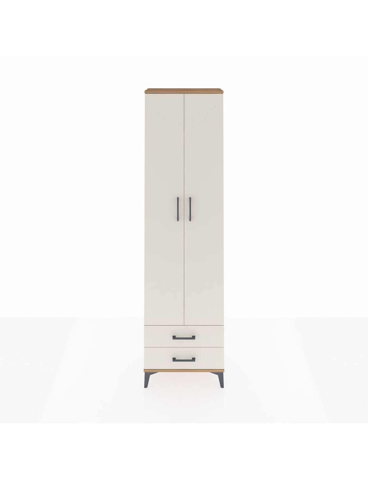 Arges Dolap 5 Raflı 2 Çekmeceli 2 Kapaklı 60x30x221 Çam-Aytaşı