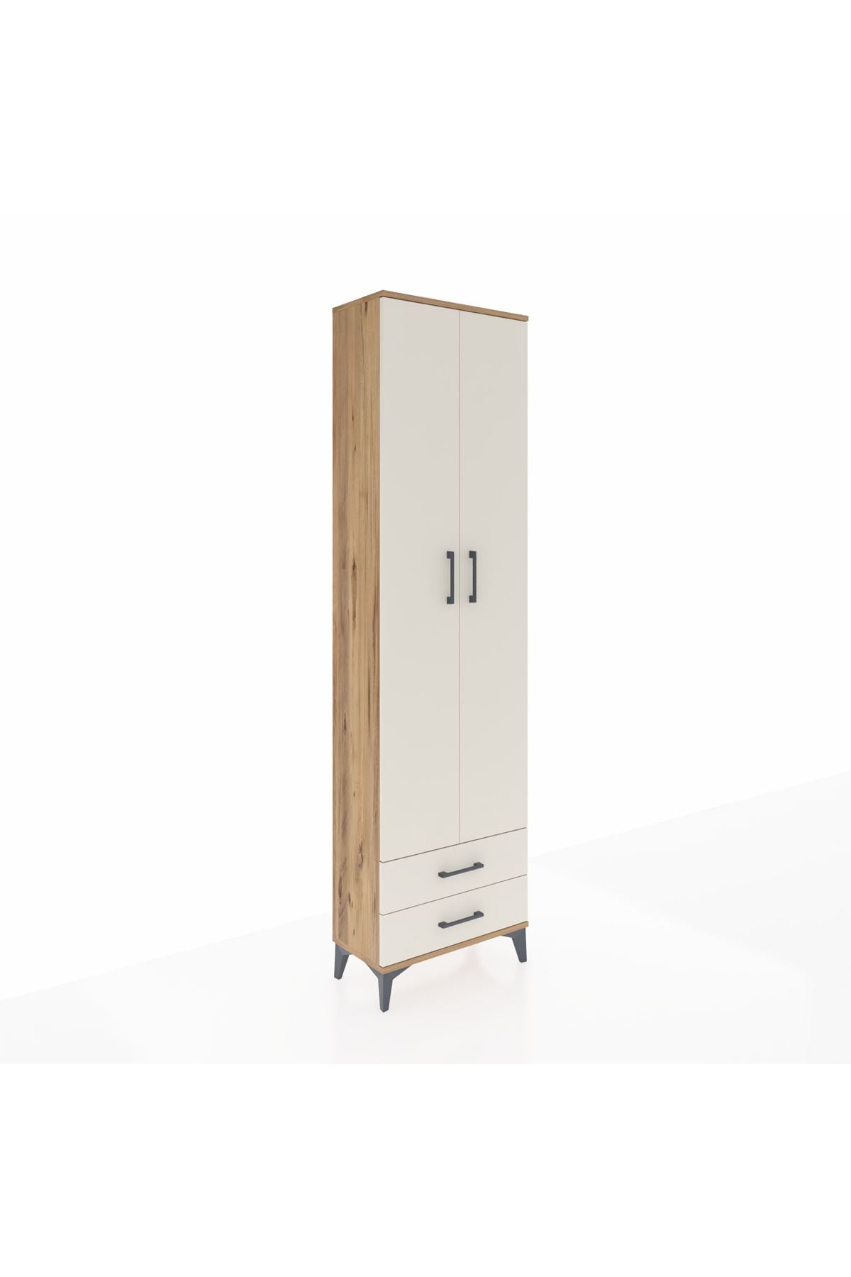 Arges Dolap 5 Raflı 2 Çekmeceli 2 Kapaklı 60x30x221 Çam-Aytaşı