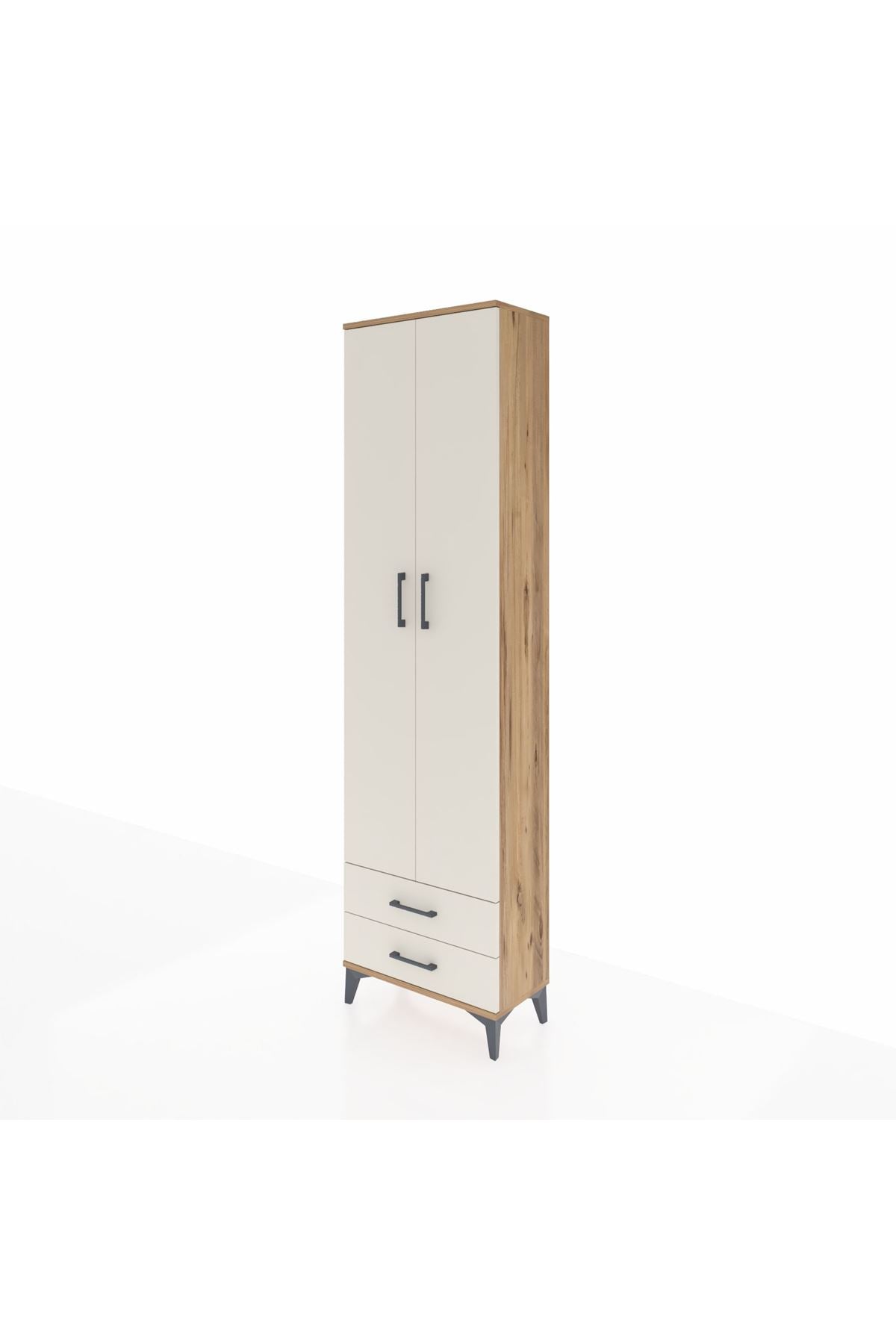 Arges Dolap 5 Raflı 2 Çekmeceli 2 Kapaklı 60x30x221 Çam-Aytaşı