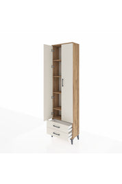 Arges Dolap 5 Raflı 2 Çekmeceli 2 Kapaklı 60x30x221 Çam-Aytaşı