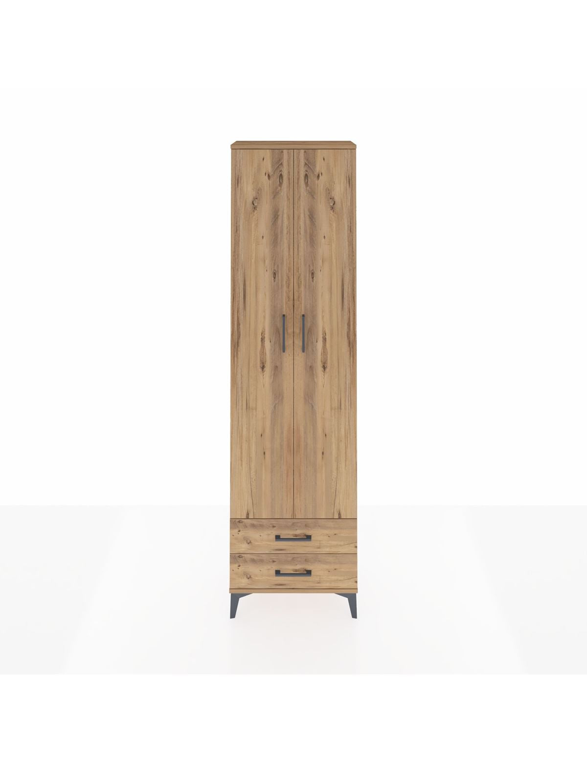 Arges Dolap 5 Raflı 2 Çekmeceli 2 Kapaklı 60x30x221 Çam-Çam