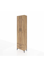 Arges Dolap 5 Raflı 2 Çekmeceli 2 Kapaklı 60x30x221 Çam-Çam