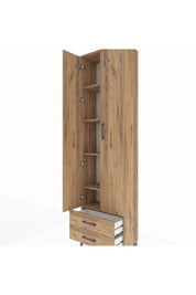 Arges Dolap 5 Raflı 2 Çekmeceli 2 Kapaklı 60x30x221 Çam-Çam