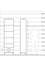 Arges Dolap 5 Raflı 2 Çekmeceli 60x30x221 Aytaşı-Antrasit