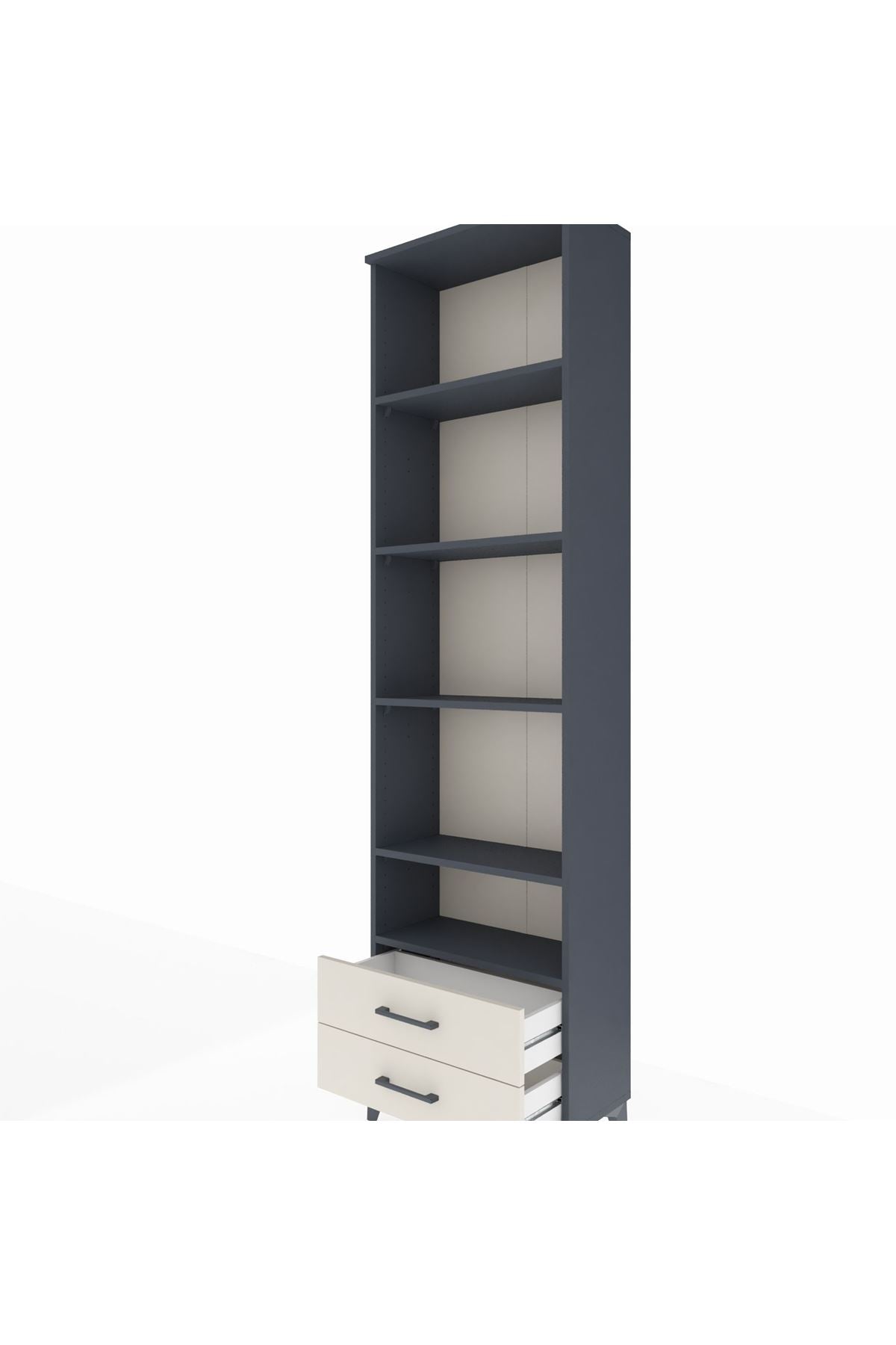 Arges Dolap 5 Raflı 2 Çekmeceli 60x30x221 Antrasit-Aytaşı