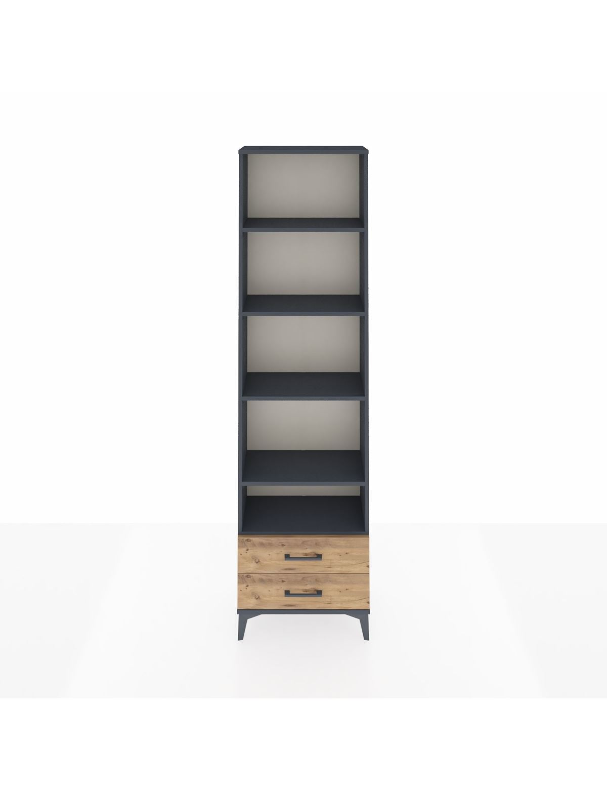 Arges Dolap 5 Raflı 2 Çekmeceli 60x30x221 Antrasit-Çam